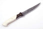 Custom Handmade Damascus Fillet Knife - 12" Bone & Exotic Wood Handle with Brass Bolster and Leather Sheath