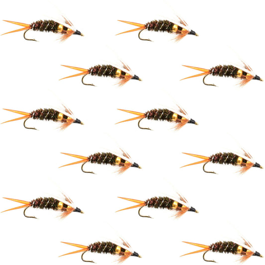 Double Bead Prince Nymph Fly Fishing Flies - 12 Flies Hook Size 10