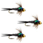 3 Pack Bead Head Zebra Copper John Nymph Fly Fishing Flies - Hook Size 14