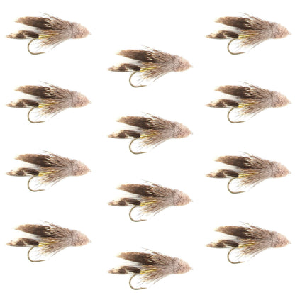 Muddler Minnow Streamer Fishing Fly - 12 Flies Hook Size 6