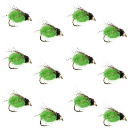 Bead Head LaFontaine Green Deep Sparkle Caddis Pupa - 12 Flies Size 14