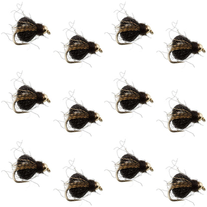 Bead Head LaFontaine Black Deep Sparkle Caddis Pupa - 12 Flies Size 18