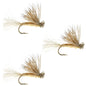 3 Pack Barbless Tan X Caddis Emerging Caddis Adult Fly - Size 14