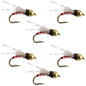 Beadhead Red 3 Dollar Dip Serendipity Nymph - 6 Flies Size 18