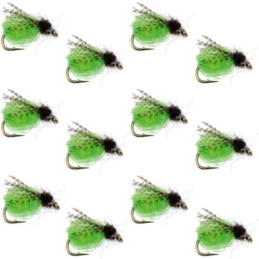 LaFontaine Bright Green Deep Sparkle Caddis Pupa - 1 Dozen Flies Hook Size 14