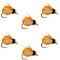 Bead Head LaFontaine Amber Deep Sparkle Caddis Pupa - 6 Flies Hook Size 16