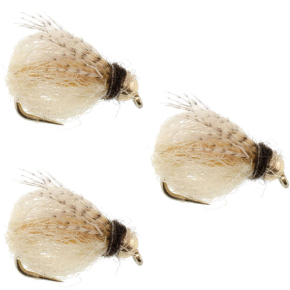 3 Pack Bead Head LaFontaine Tan Deep Sparkle Caddis Pupa - Hook Size 16