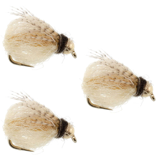 3 Pack Bead Head LaFontaine Tan Deep Sparkle Caddis Pupa - Hook Size 16