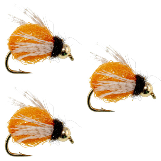 3 Pack Bead Head LaFontaine Amber Deep Sparkle Caddis Pupa - Hook Size 16