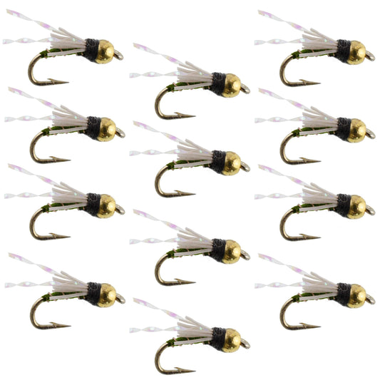 Beadhead Olive 3 Dollar Dip Serendipity Nymph - 1 Dozen Flies Size 18
