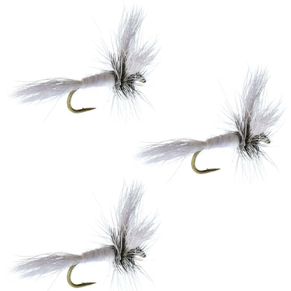 3 Pack Barbless White Wulff Classic Hair Wing Dry Fly - Hook Size 12