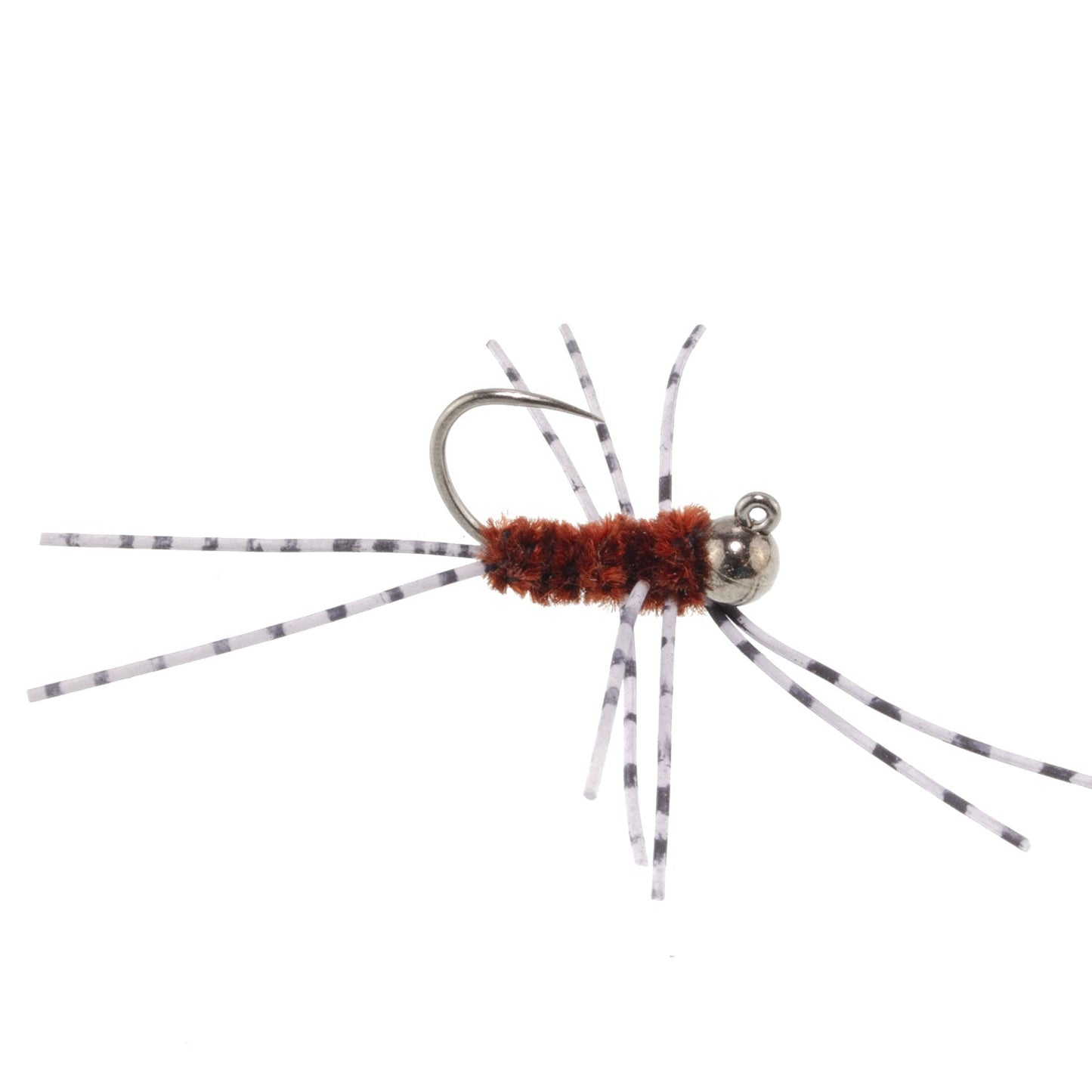 Barbless Pat's Rubber Legs Tungsten Bead Jig Brown Euro Nymph 6 Flies #6