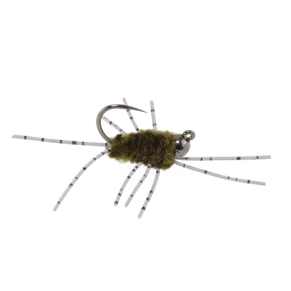 Barbless Pat's Rubber Legs Tungsten Jig Dark Olive Euro Nymph 6 Flies #6