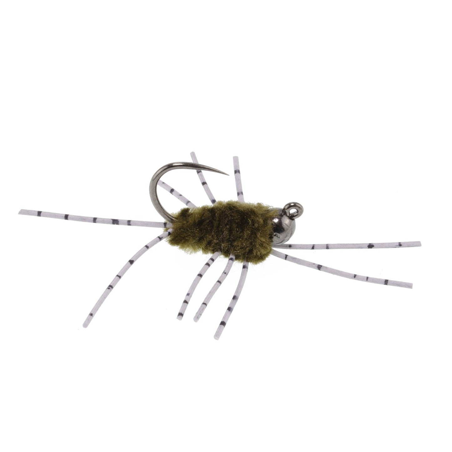 Barbless Pats Rubber Legs Tungsten Jig Dark Olive Euro Nymph 12 Flies #6
