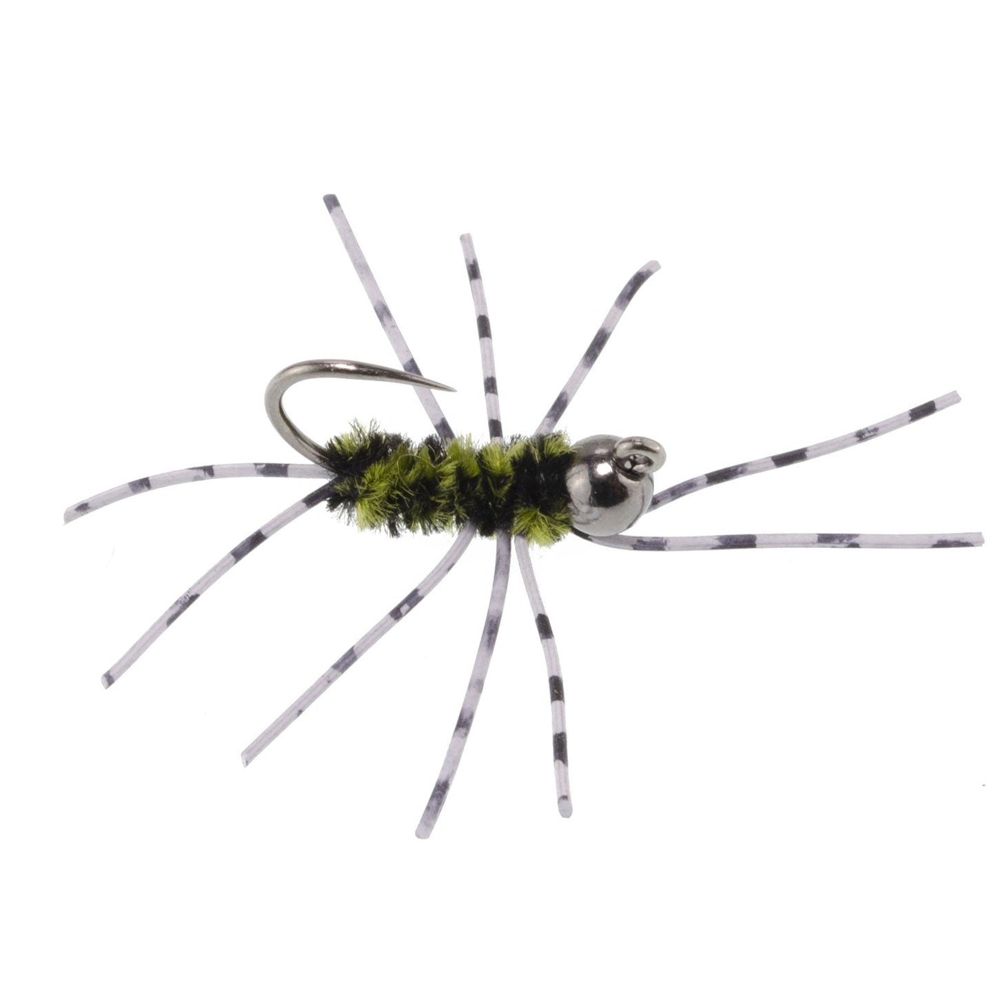 Pat's Rubber Legs Tungsten Jig Black/Olive Euro Nymph 12 Flies Size 6