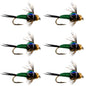 Bead Head Green Copper John Nymph Fly Fishing Flies - Set of 6 Flies Hook Size 18