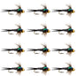 Bead Head Zebra Copper John Nymph Fly Fishing Flies - 1 Dozen Flies Hook Size 14