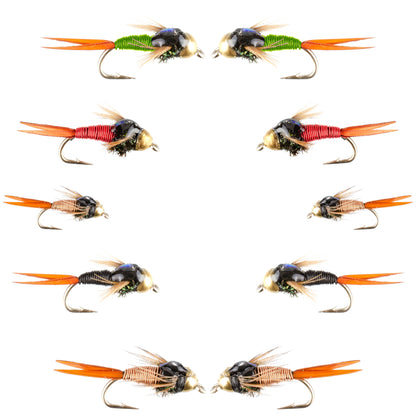 Basics Collection - Bead Copper John Assortment - 10 Flies Sizes 14-18