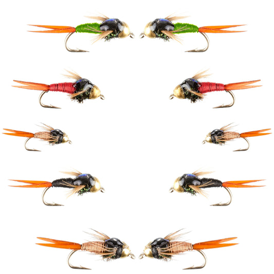 Basics Collection - Bead Copper John Assortment - 10 Flies Sizes 14-18