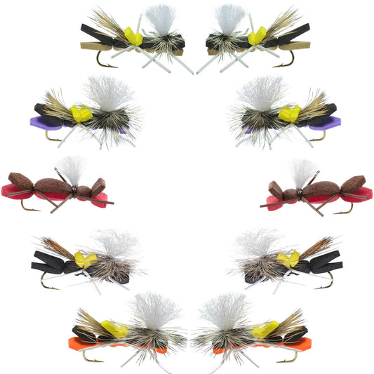 Basics Collection - Parachute Chernobyl Ant Assortment - 10 Flies Size 10