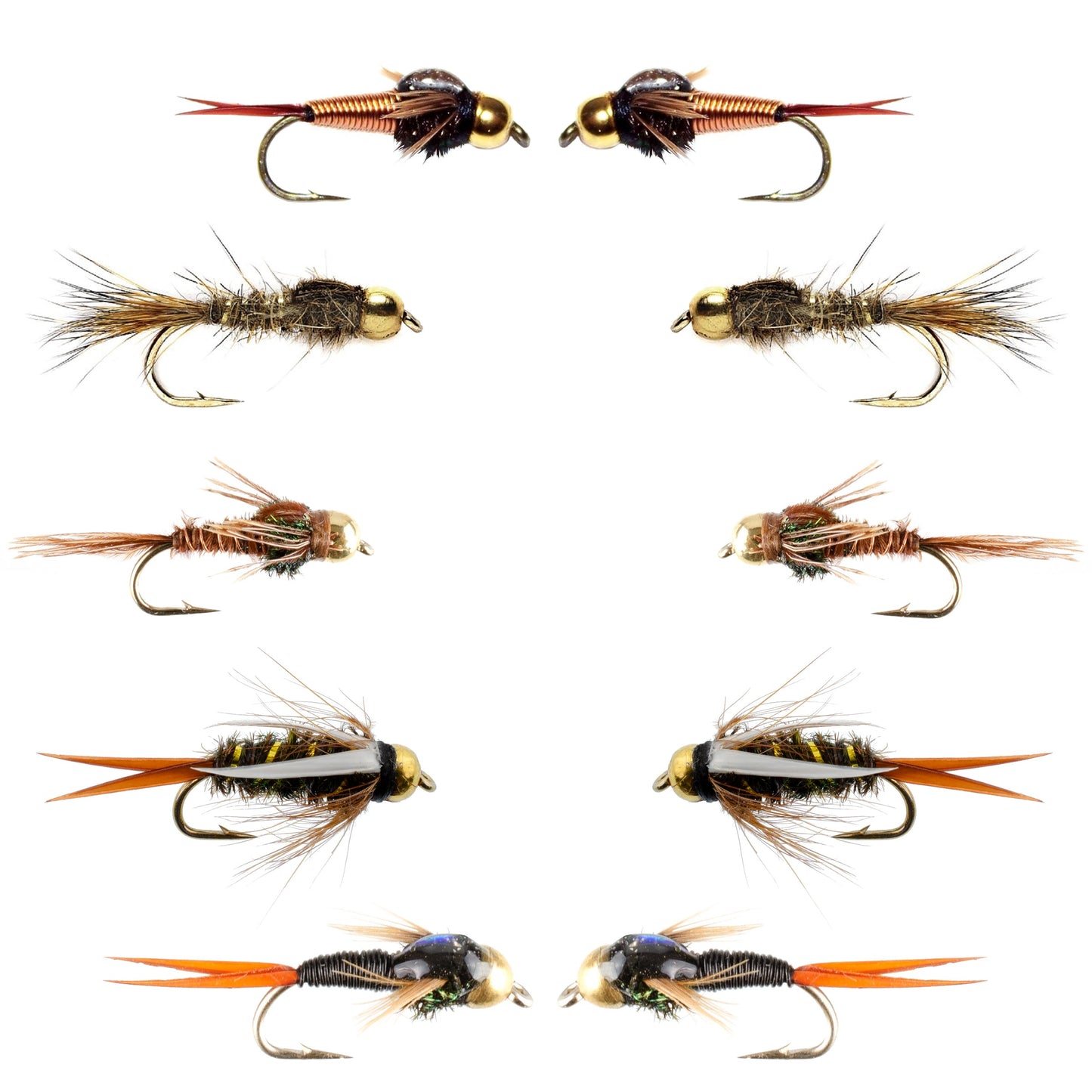 Basics Collection - Bead Head Nymph Assortment 10 Flies #10-16