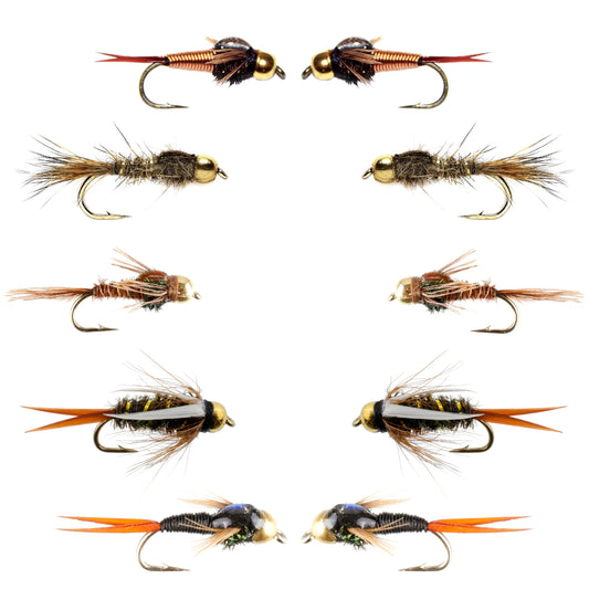 Basics Collection - Tungsten Bead Nymph Assortment - 10 Flies - Sizes 10-16