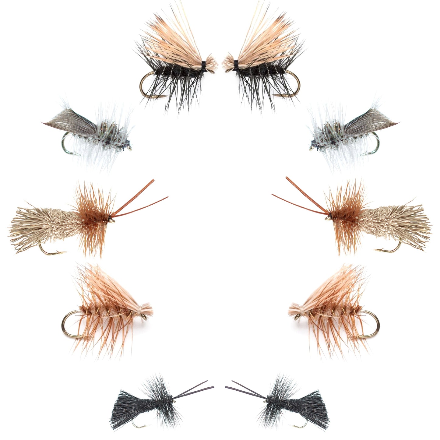 Basics Collection - Caddis Dry Fly Assortment - 10 Flies - Sizes 12-18