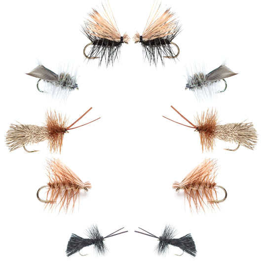 Basics Collection - Caddis Dry Fly Assortment - 10 Flies - Sizes 12-18