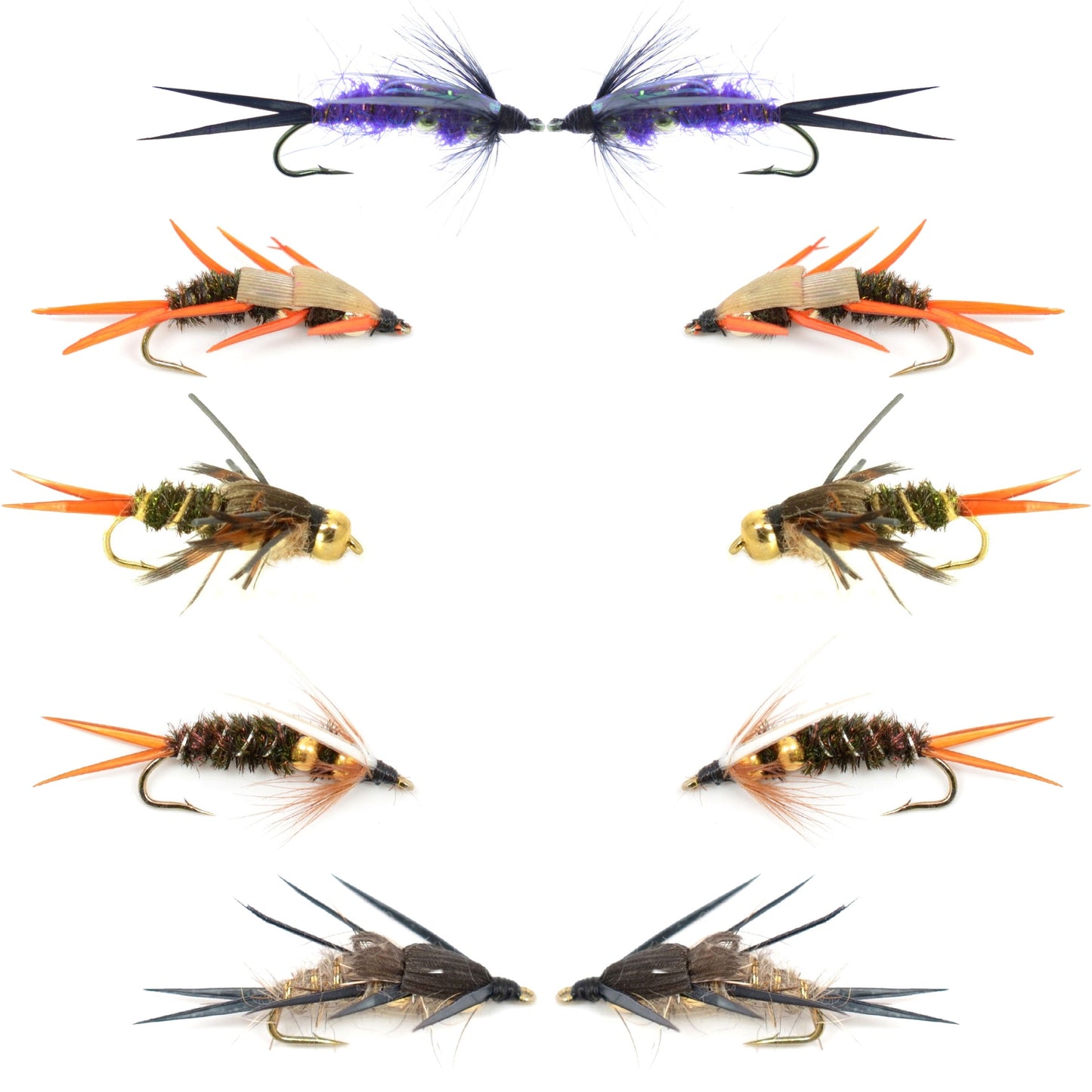 Basics Collection - Double Bead Nymph Assortment - 10 Wet Flies - Size 12