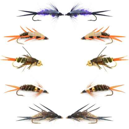 Basics Collection - Double Bead Nymph Assortment - 10 Wet Flies - Size 12