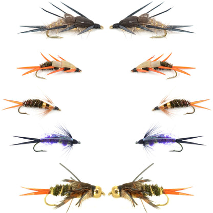 Basics Collection - Double Bead  Nymph Assortment - 10 Flies - Size 10