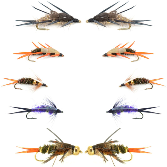 Basics Collection - Double Bead  Nymph Assortment - 10 Flies - Size 10
