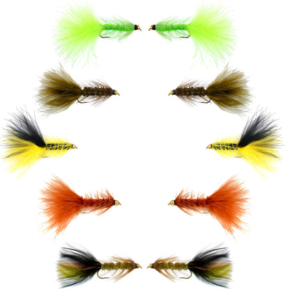 Basics Collection - Crystal Woolly Bugger Assortment - 10 Flies - Size 8