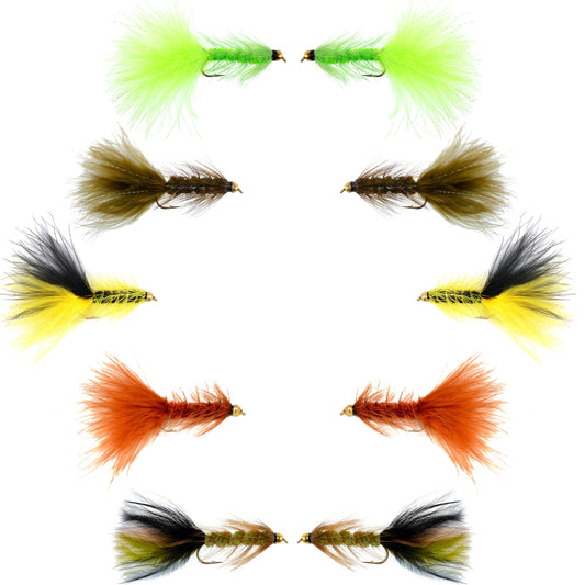 Basics Collection - Crystal Woolly Bugger Assortment - 10 Flies - Size 8