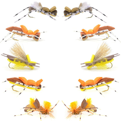 Basics Collection - Foam Hoppers Assortment - 10 Flies - Size 10