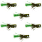 Flashtail Bass Popper 6 Flies Size 8 - Olive Bass Fly Fishing Bug Wide Gape Bass Hooks With Weed Guard