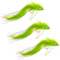 3 Pack Chartreuse Bunny Deer Hair Diver Size 4 Bass Bug With Weed Guard