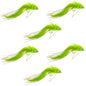 Chartreuse Rabbit Strip Deer Hair Diver 6 Flies Size 4 -  Bass Fly Fishing Bug Wide Gape Bass Hooks With Weed Guard