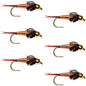 Tungsten Bead Head Copper John Nymph Fly Fishing Flies - Set of 6 Flies Hook Size 18