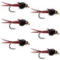Bead Head Red Copper John Nymph Fly 6 Flies -  Hook Size 14