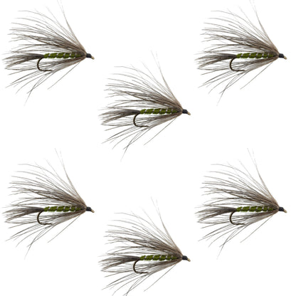 Carey Special Soft Hackle Grouse and Olive Wet Fly - 6 Flies Hook Size 10