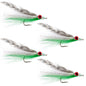 Clousers Deep Minnow Grizzly Green Streamer- 4 Saltwater Flies - Size 1/0