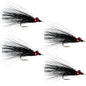 Clousers Deep Minnow Black Streamer- 4 Saltwater - Bass Flies - Size 1/0