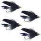 Cone Head Black Muddler Minnow Fly Fishing Flies -  4 Flies Size 10