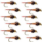 Barbless Bead Head Copper John Nymph Fly 1 Dozen  Fishing Flies -  Hook Size 12