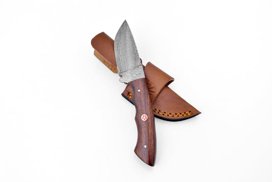 Hand forged knife, Damascus knife, Drop- Style blade, Black Walnut Scales Hunting knife by Titan Td-181