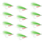 Lefty's Deceiver Saltwater Streamer Fly - Green/White - 12 Flies - Size 1/0