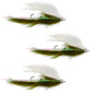 Dolly Llama Stinger Streamer Flies - 3 Olive and White  Size 4
