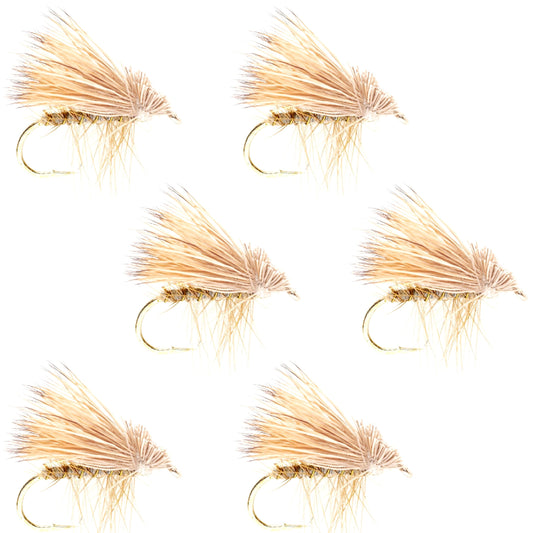 Barbless Yellow Elk Hair Caddis Classic Trout Dry Flies 6 Flies Size 12