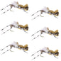 Fat Albert Tan Foam Body Grasshopper Fly - 6 Flies Hook Size 10